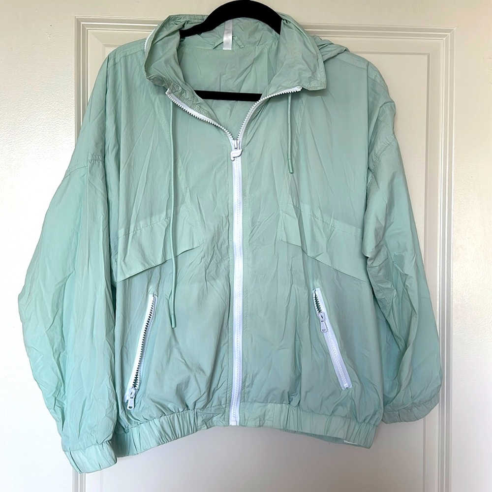 Fabletics Pastel Green Zip-Up Windbreaker